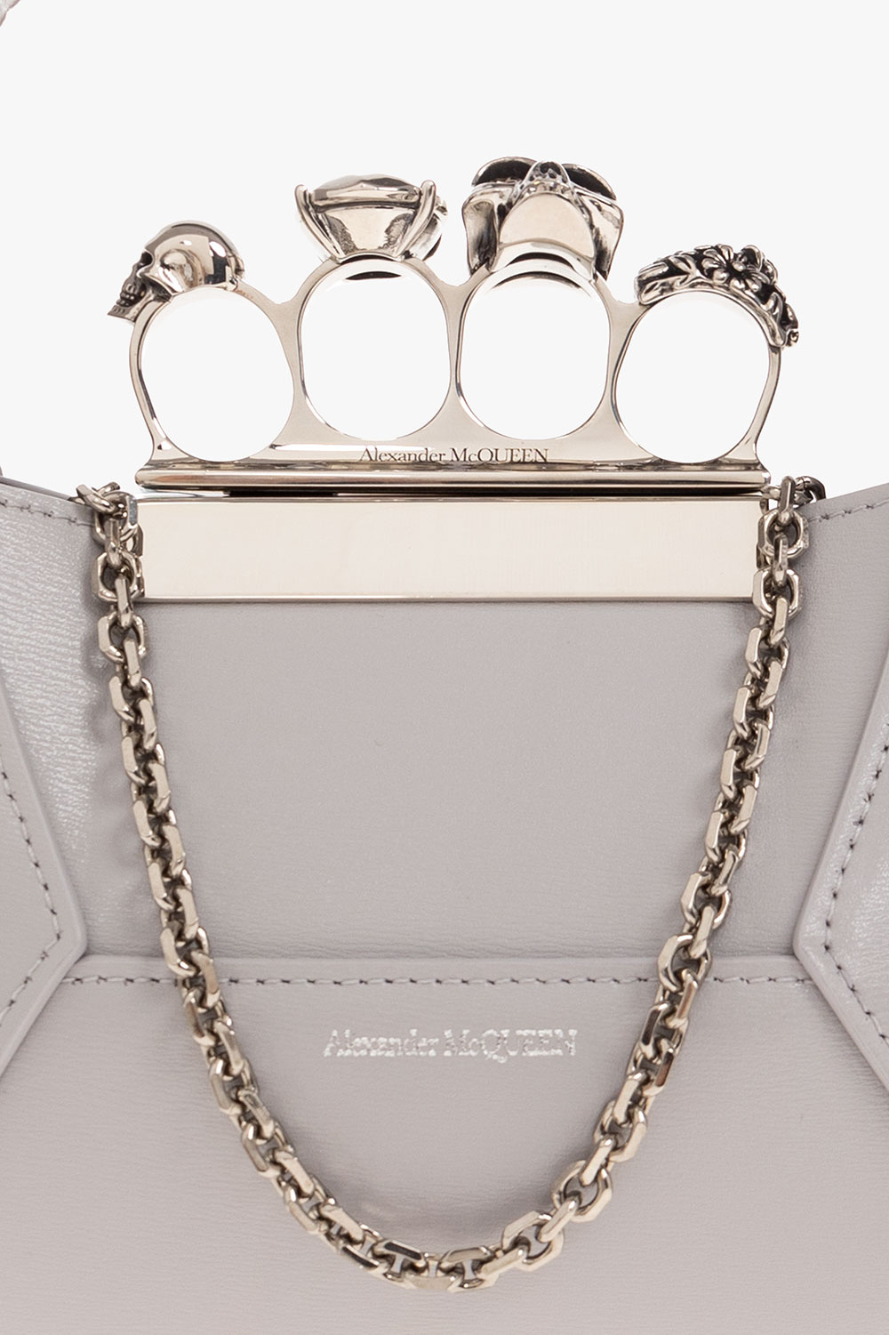 ショルダーバッグ・ポシェット ALEXANDER MCQUEEN SILVER LEATHER SMALL SEAL SHOULDER BAG Alexander Mcqueen Women Silver Leather Small Seal Shoulder